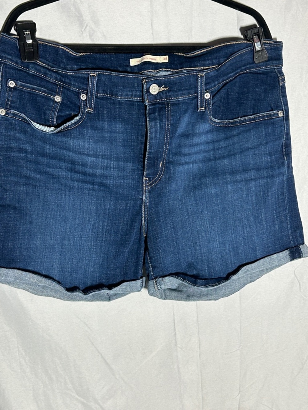 Levi's Indigo Blue Denim Shorts with Rolled Hem